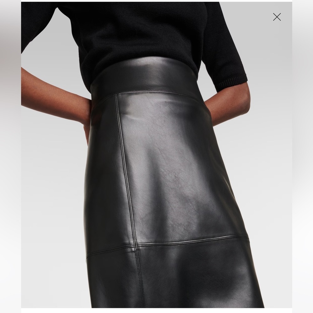 NWT NEW SEASON ‘S MAX MARA ‘RIMINI’ FAUX LEATHER SKIRT BLACK FALL/WINTER/SPRING - Picture 2 of 16